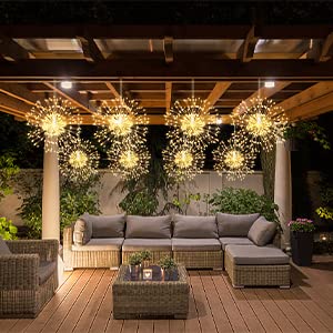 ComphyGo Solar Lights for Outside 120leds String Lights with Remote Control for Garden Decor, Front Porch Decor, Patio Lights, Landscape Lighting, Solar Lights Outdoor Waterproof