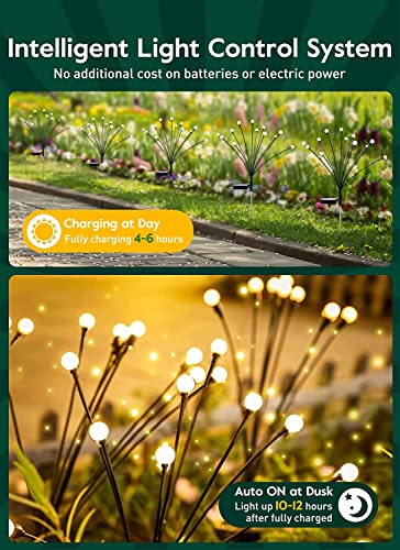 ComphyGo Starburst Swaying Solar Firefly Light LED Outdoor IPWaterproof Decorative Garden Lights for Pathway Yard Patio - Solar Lights for Outside, Outdoor Lights & Landscape Lighting Decor Clearance