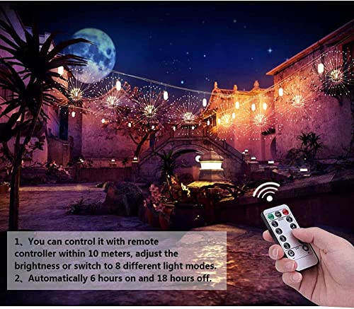 ComphyGo Solar Lights for Outside 120leds String Lights with Remote Control for Garden Decor, Front Porch Decor, Patio Lights, Landscape Lighting, Solar Lights Outdoor Waterproof