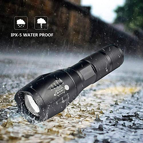 Comphygo Led Hand Rechargeable Flashlights Lights S Rechargeable Aluminium Alloy,High Lumens With 5 Modes,Waterproof Focus Zoomable Flash Light, camping essentials good add to your camping accessories