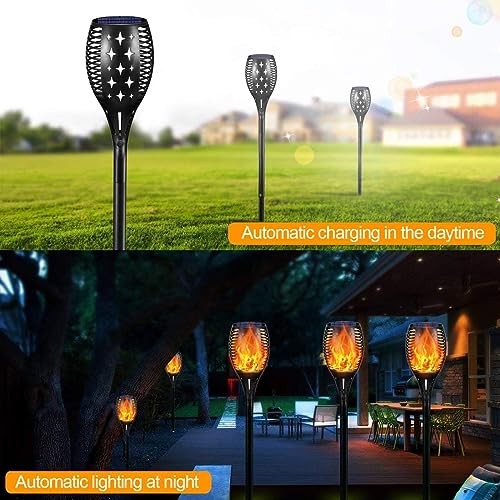 ComphyGo Solar Lights for Outside Upgraded Super Large Size 43"(2 Pack) 96 LED Waterproof Flickering Flames Torch Outdoor lightsSolar Spotlights Landscape Decoration Lighting Dusk to Dawn Auto On/Off