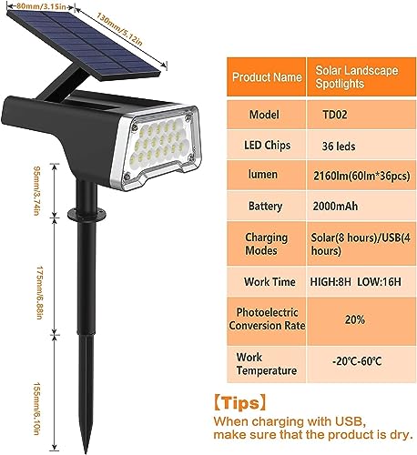 ComphyGo Outdoor Solar Lights 2pack, Solar Lights for Outside,Patio Lights