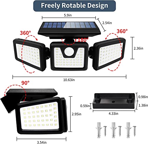 118 Led 3 Head Led Solar Outdoor Light,
