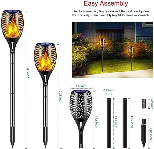 ComphyGo Solar Lights for Outside Upgraded Super Large Size 43"(2 Pack) 96 LED Waterproof Flickering Flames Torch Outdoor lightsSolar Spotlights Landscape Decoration Lighting Dusk to Dawn Auto On/Off