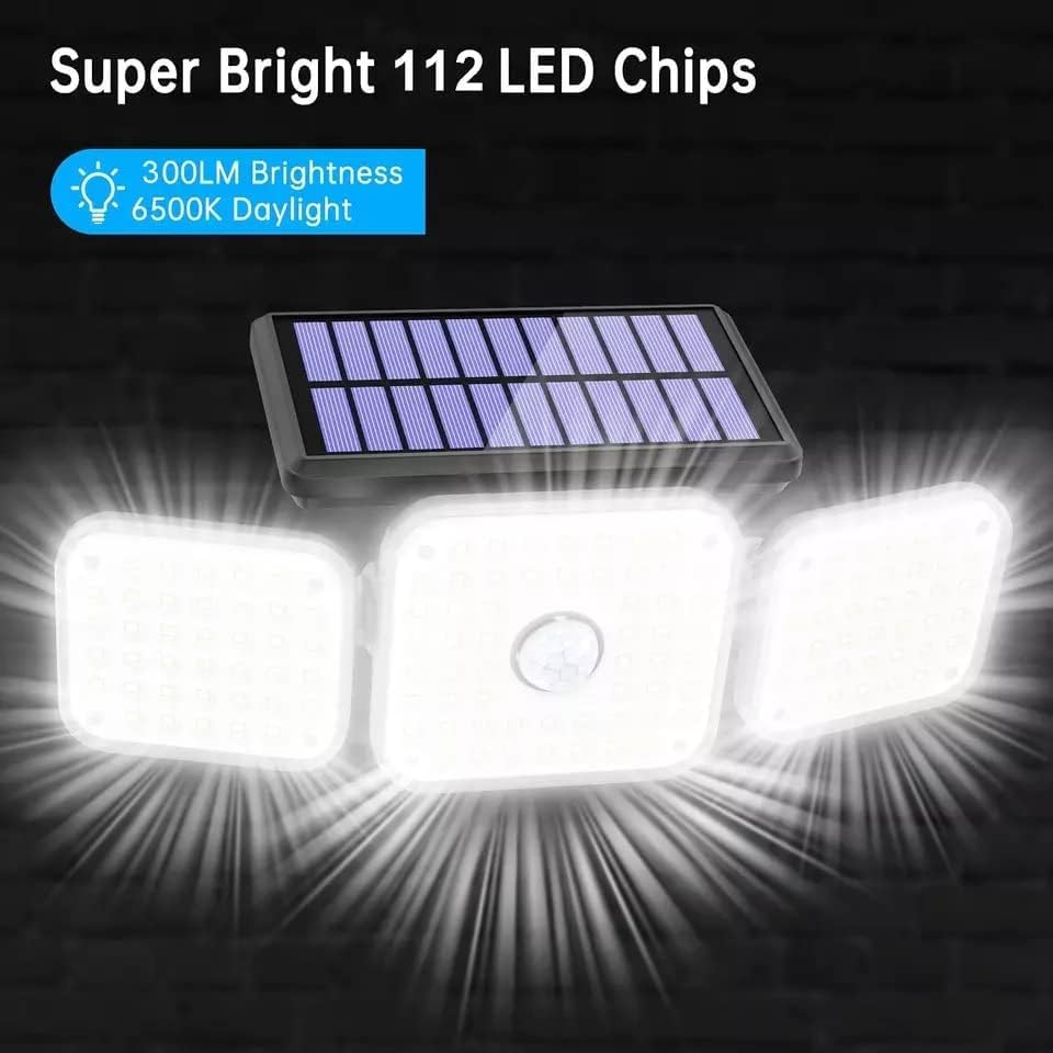 ComphyGo112 LED Solar Motion Sensor Light, Super Bright Outdoor Wall Light with Large Capacity Battery, IP65 Waterproof