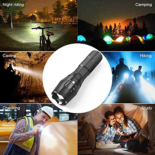 Comphygo Led Hand Rechargeable Flashlights Lights S Rechargeable Aluminium Alloy,High Lumens With 5 Modes,Waterproof Focus Zoomable Flash Light, camping essentials good add to your camping accessories