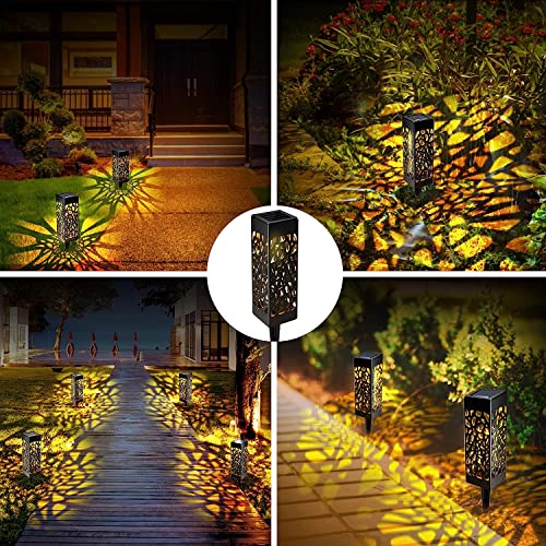 ComphyGo Outdoor Solar Lights 8pack, Solar Lights for Outside,Patio Lights, Landscape Lighting, Solar Lights Outdoor Waterproof, Solar Outdoor Lights Turn On/Off auto, Up to 12 Hours Outdoor Lighting