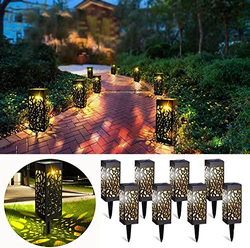 ComphyGo Outdoor Solar Lights 8pack, Solar Lights for Outside,Patio Lights, Landscape Lighting, Solar Lights Outdoor Waterproof, Solar Outdoor Lights Turn On/Off auto, Up to 12 Hours Outdoor Lighting