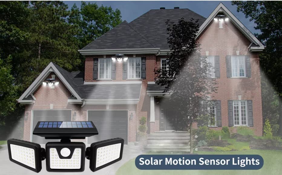 118 Led 3 Head Led Solar Outdoor Light,
