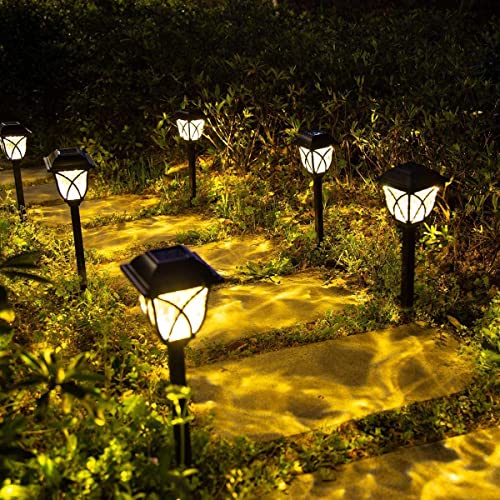 ComphyGo Outdoor Solar Lights 6pack, Solar Lights for Outside,Patio Lights, Landscape Lighting, Solar Lights Outdoor Waterproof, Solar Outdoor Lights Turn On/Off auto, Up to 12 Hours Outdoor Lighting