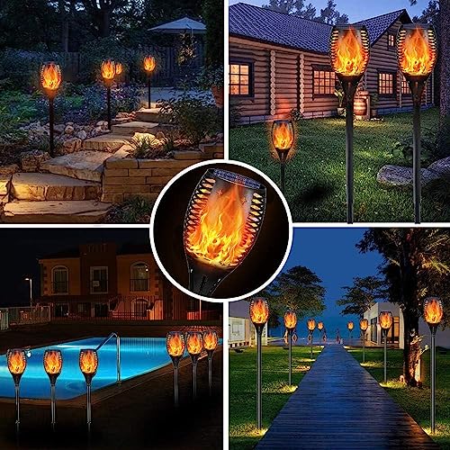 ComphyGo Solar Lights for Outside Upgraded Super Large Size 43"(2 Pack) 96 LED Waterproof Flickering Flames Torch Outdoor lightsSolar Spotlights Landscape Decoration Lighting Dusk to Dawn Auto On/Off