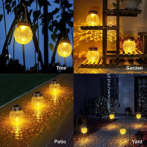 Solar Lights for Outside Hanging Solar Crackle Glass Ball for Patio Lights,Landscape Lighting,Yard Decorations Outdoor,Yard Lights,Backyard Lights,Outdoor Lighting