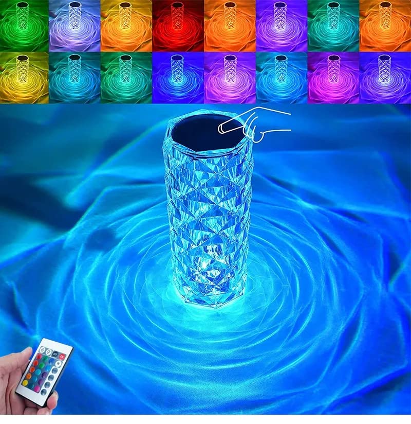 Table lamp Crystal RGB Rechargable Acrylic Decorative Smart lamp,16 Colors RGB Changing lamp, USB chargebale,Crystal Lamp