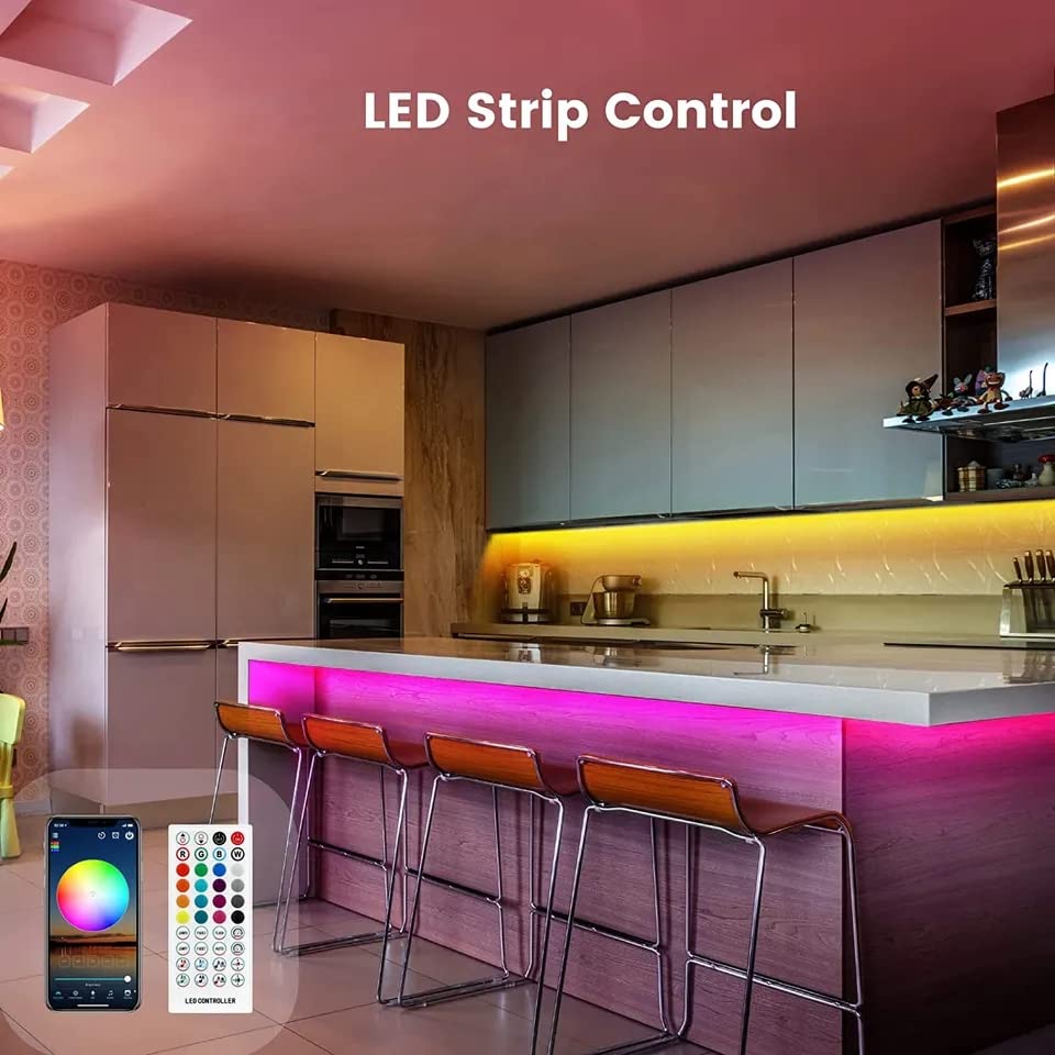 LED Strip Lights 15M Music Sync Color Changing LED Strip with App and Remote Controlled, Bluetooth RGB LED Light Strip