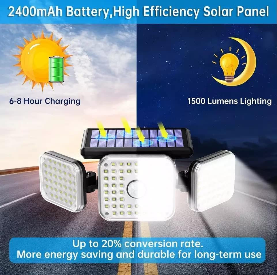 ComphyGo112 LED Solar Motion Sensor Light, Super Bright Outdoor Wall Light with Large Capacity Battery, IP65 Waterproof