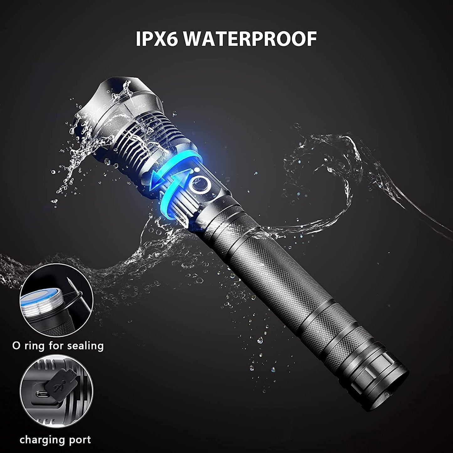 ComphyGo Rechargeable Flashlights High 150000 Lumens Lumens, Super Bright LED Tactial Flash Lights for Camping, Hiking,- Waterproof IPX6, 7 Light Modes Zoomable Flash Light - Camping Essentials