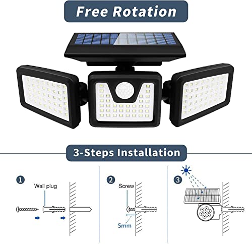 118 Led 3 Head Led Solar Outdoor Light,