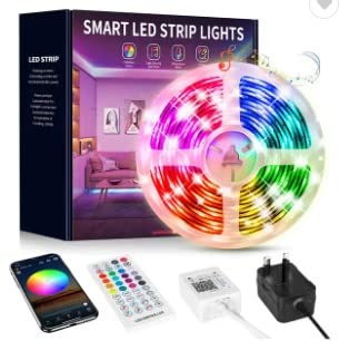 LED Strip Lights 15M Music Sync Color Changing LED Strip with App and Remote Controlled, Bluetooth RGB LED Light Strip