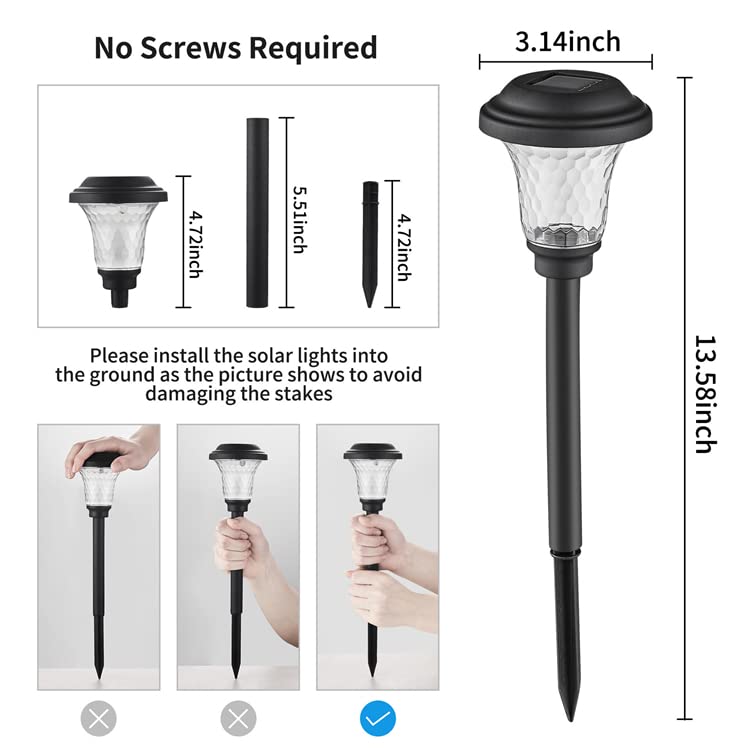 Solar Lights for Outside 6 Pack Outdoor LED Solar Outdoor Lights for Patio Lights,Landscape Lighting,Yard Decorations Outdoor,Solar Lights Outdoor Waterproof,Solar Light