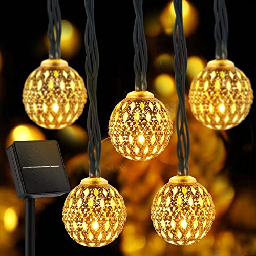 Solar Lights for Outside Solar Moroccan Ball String Lights for Outside 50 Led 8 Lighting Modes,7.5metr Outdoor Lights Used for Patio Lights,Landscape Lighting,Yard Decorations Outdoor