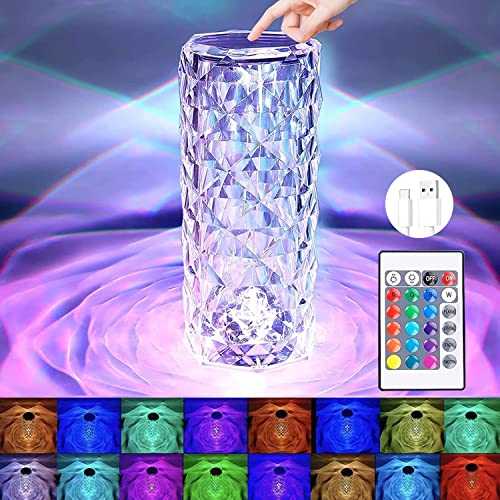 Table lamp Crystal RGB Rechargable Acrylic Decorative Smart lamp,16 Colors RGB Changing lamp, USB chargebale,Crystal Lamp