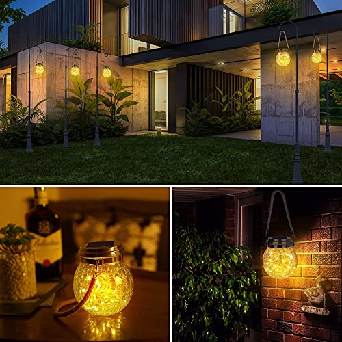 Solar Lights for Outside Hanging Solar Crackle Glass Ball for Patio Lights,Landscape Lighting,Yard Decorations Outdoor,Yard Lights,Backyard Lights,Outdoor Lighting