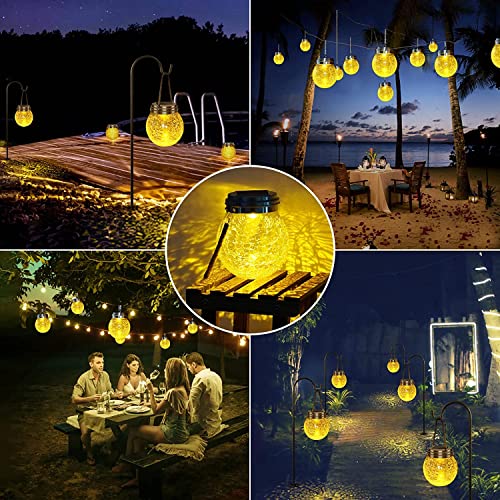 Solar Lights for Outside Hanging Solar Crackle Glass Ball for Patio Lights,Landscape Lighting,Yard Decorations Outdoor,Yard Lights,Backyard Lights,Outdoor Lighting