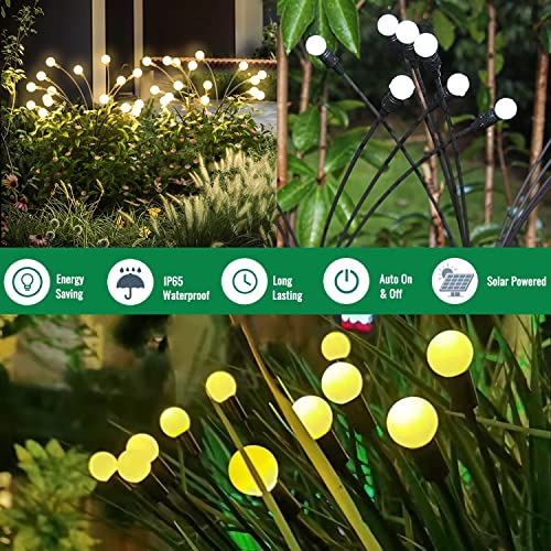 ComphyGo Starburst Swaying Solar Firefly Light LED Outdoor IPWaterproof Decorative Garden Lights for Pathway Yard Patio - Solar Lights for Outside, Outdoor Lights & Landscape Lighting Decor Clearance