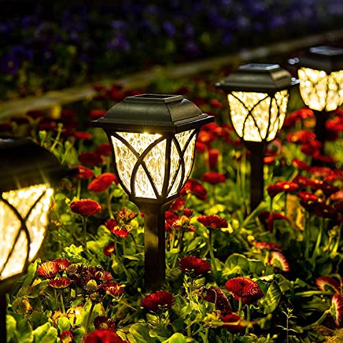 ComphyGo Outdoor Solar Lights 6pack, Solar Lights for Outside,Patio Lights, Landscape Lighting, Solar Lights Outdoor Waterproof, Solar Outdoor Lights Turn On/Off auto, Up to 12 Hours Outdoor Lighting