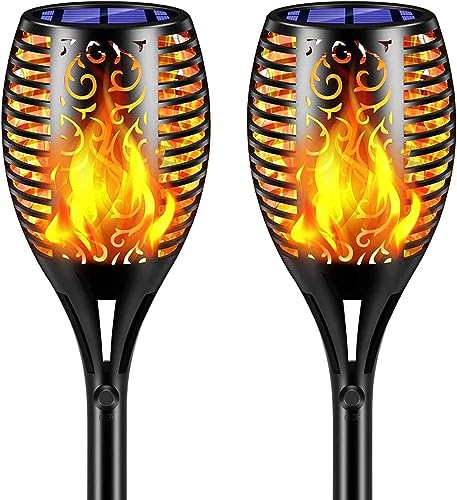 ComphyGo Solar Lights for Outside Upgraded Super Large Size 43"(2 Pack) 96 LED Waterproof Flickering Flames Torch Outdoor lightsSolar Spotlights Landscape Decoration Lighting Dusk to Dawn Auto On/Off