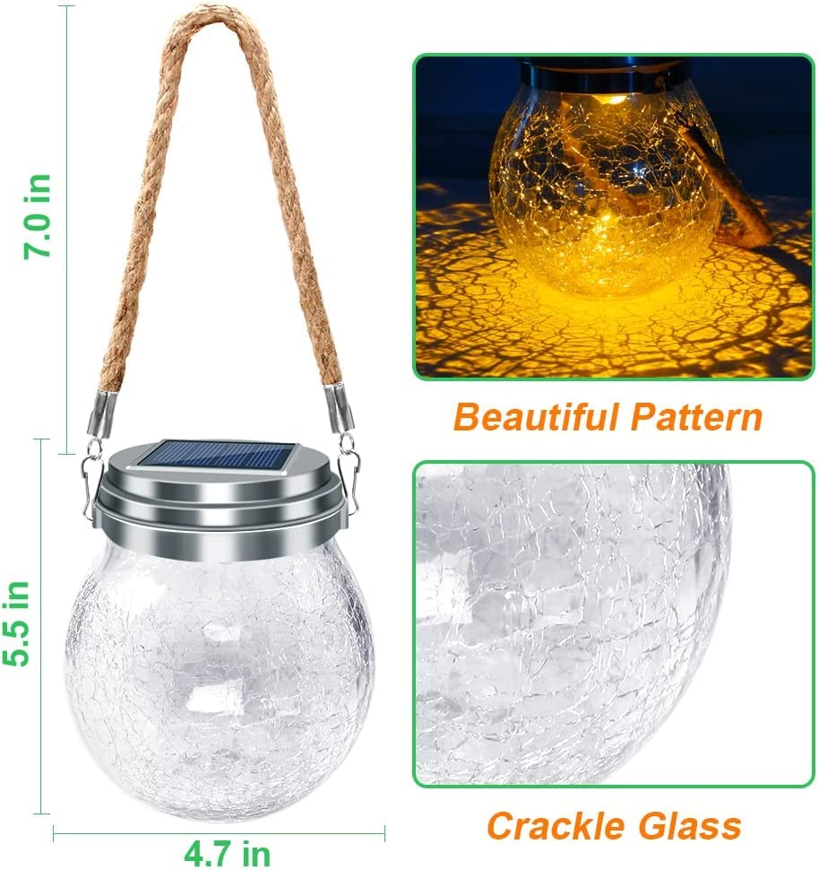 Solar Lights for Outside Hanging Solar Crackle Glass Ball for Patio Lights,Landscape Lighting,Yard Decorations Outdoor,Yard Lights,Backyard Lights,Outdoor Lighting