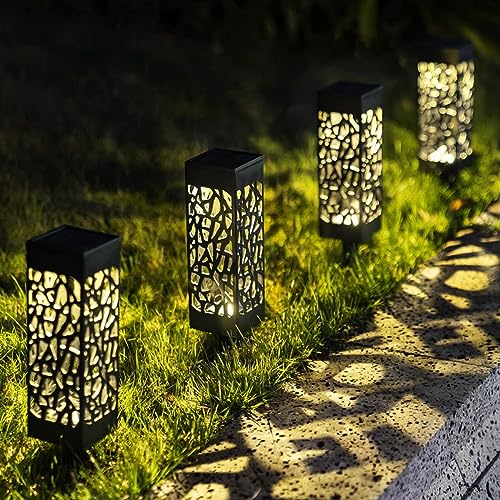ComphyGo Outdoor Solar Lights 8pack, Solar Lights for Outside,Patio Lights, Landscape Lighting, Solar Lights Outdoor Waterproof, Solar Outdoor Lights Turn On/Off auto, Up to 12 Hours Outdoor Lighting