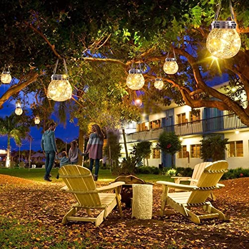 Solar Lights for Outside Hanging Solar Crackle Glass Ball for Patio Lights,Landscape Lighting,Yard Decorations Outdoor,Yard Lights,Backyard Lights,Outdoor Lighting