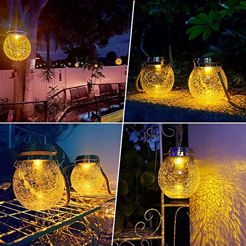 Solar Lights for Outside Hanging Solar Crackle Glass Ball for Patio Lights,Landscape Lighting,Yard Decorations Outdoor,Yard Lights,Backyard Lights,Outdoor Lighting